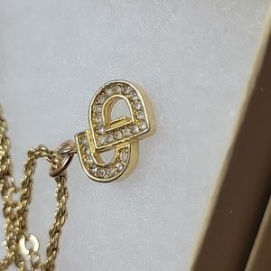 Dior CD Rhinestone Pendant Necklace